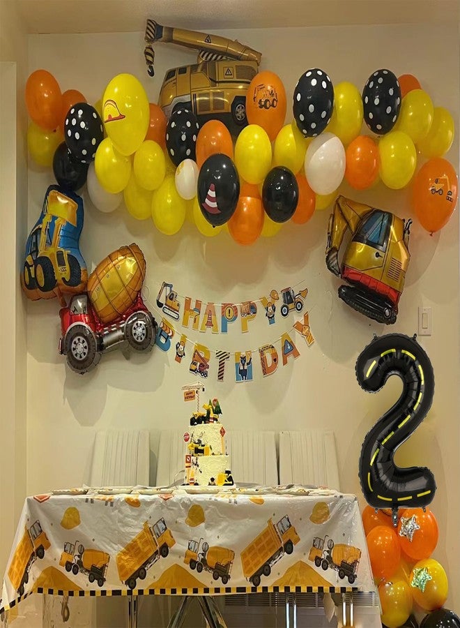 HEPAPATE Construction Themed 2nd Birthday Party Balloon,40 Inch Big Mylar Foil Construction Number Balloon 2 Black for kids Birthday Party Decoration,Construction Themed Party Decorations Supplies - Image 3